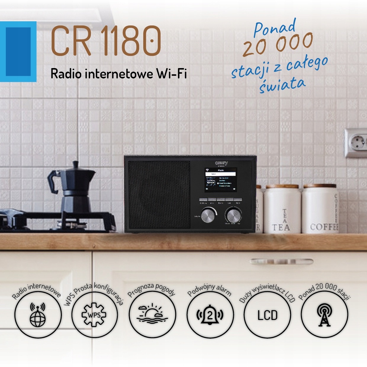 RADIO INTERNETOWE WiFi DAB PROGNOZA POGODY 2xALARM
