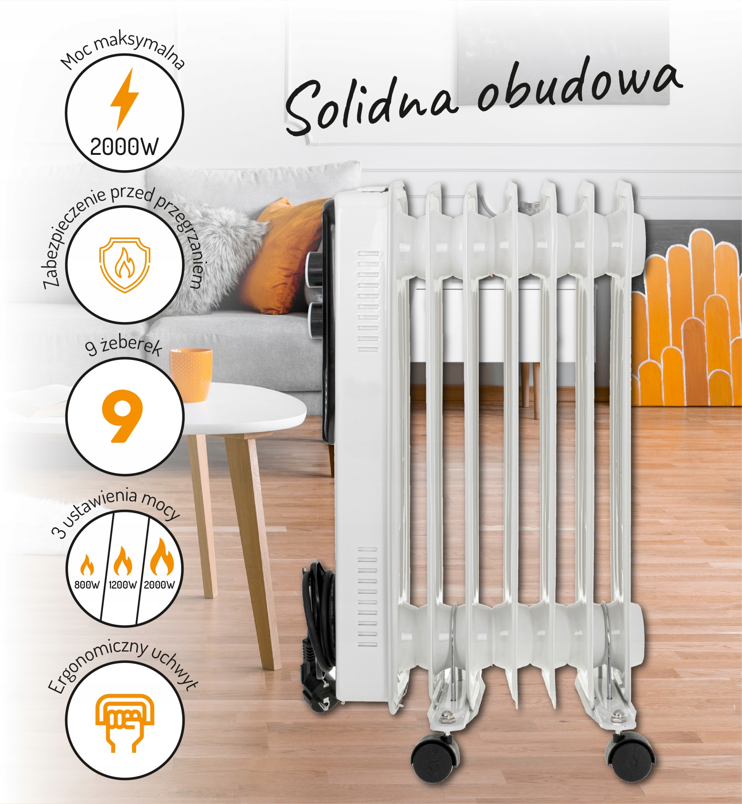 Grzejnik olejowy Adler AD7816 2000 W biały