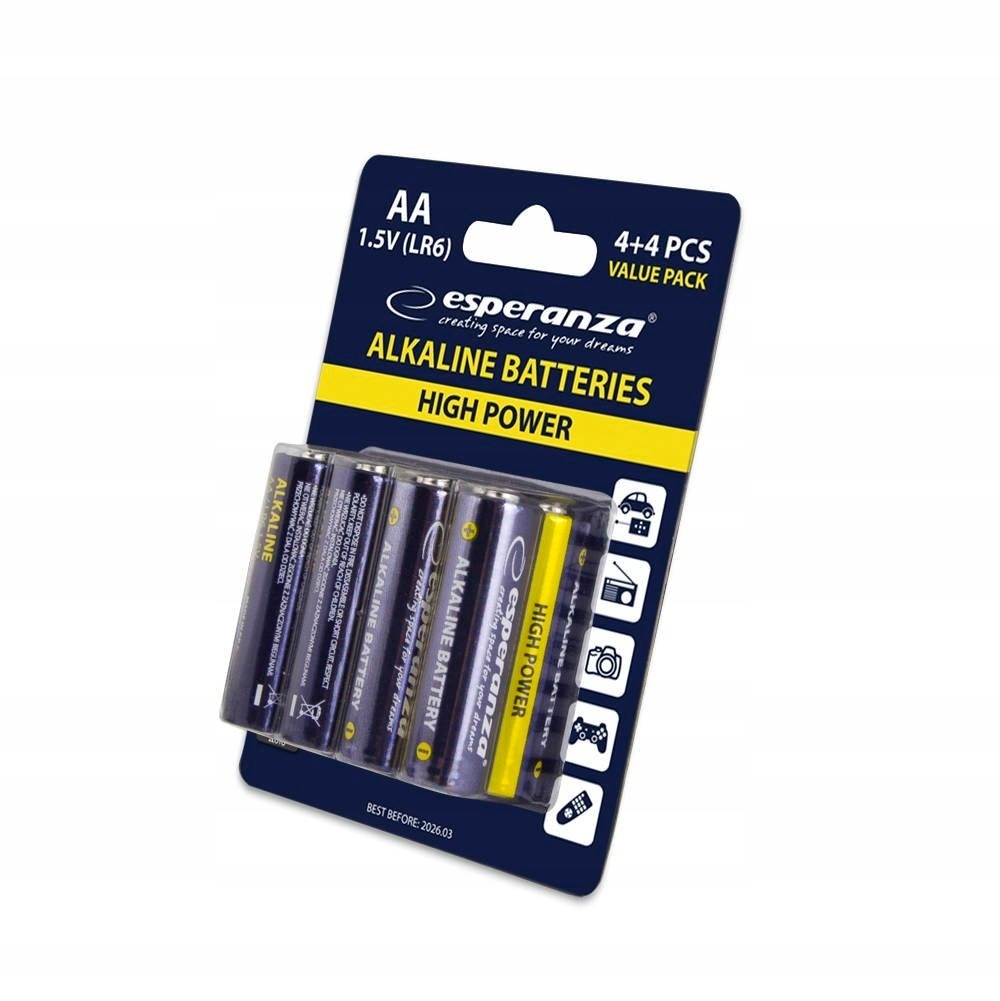 BATERIE ALKALICZNE LR6 AA x8 1.5V 8 szt. BLISTER