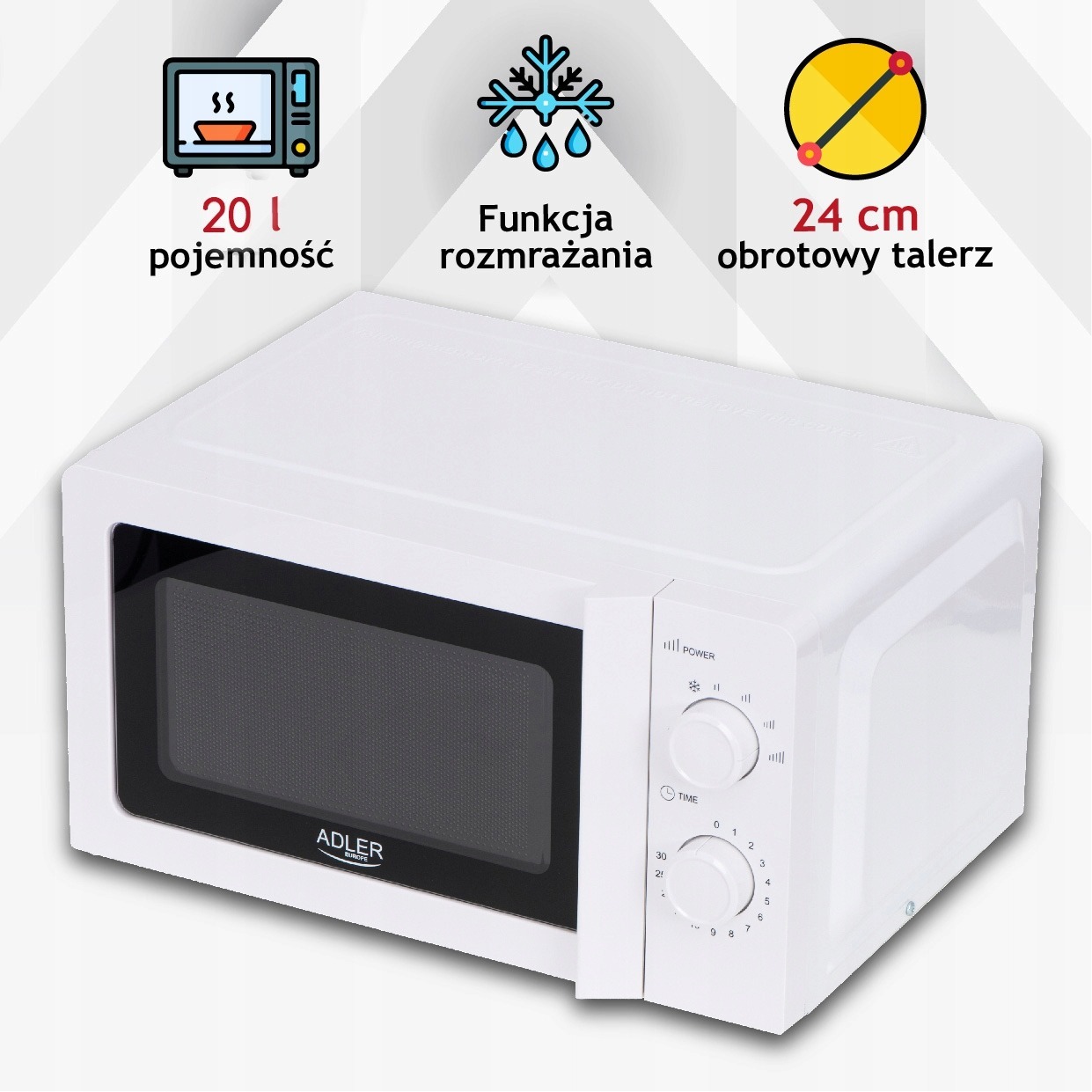 KUCHENKA MIKROFALOWA MIKROFALÓWKA BIAŁA 20L