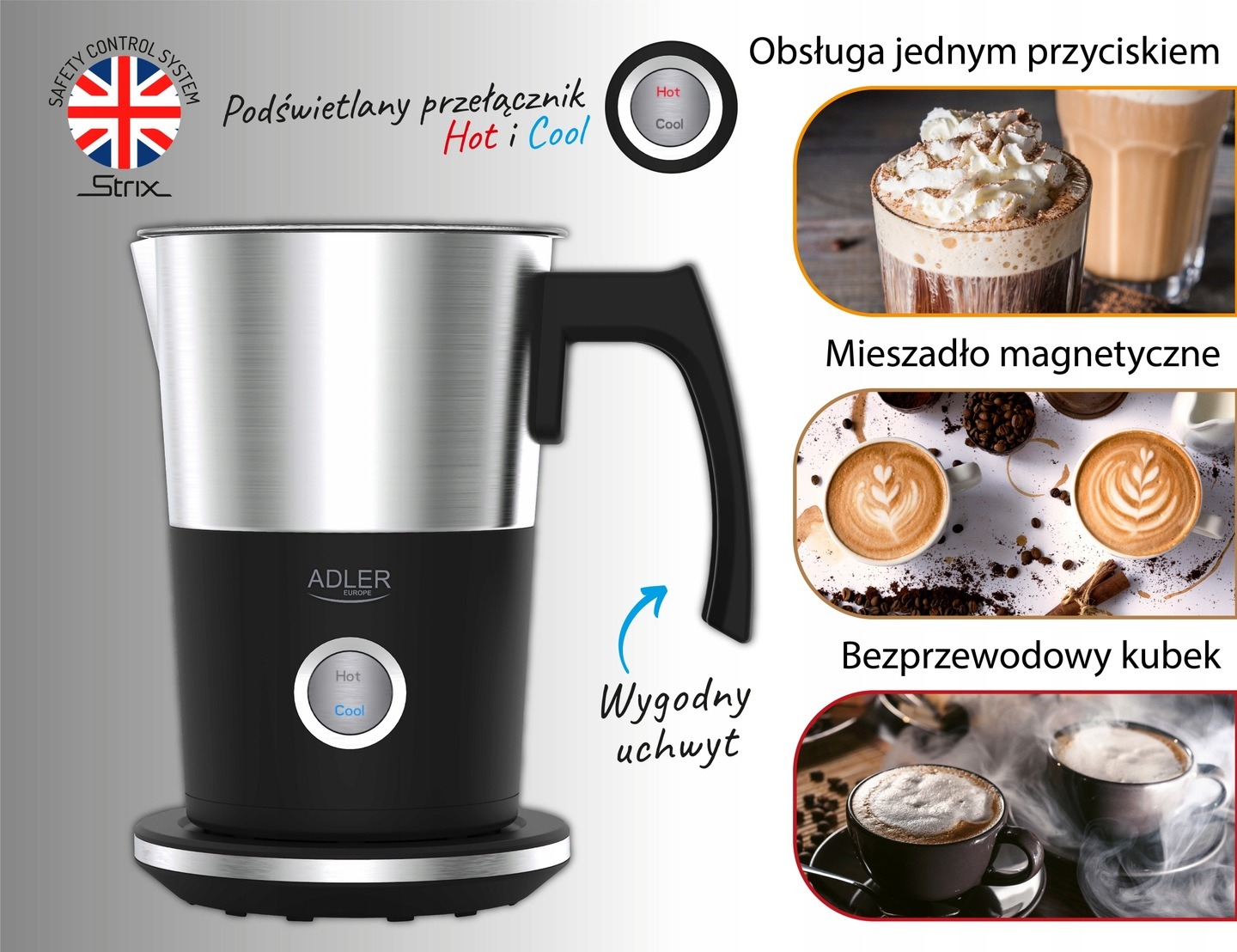 ELEKTRYCZNY SPIENIACZ DO MLEKA LATTE AD4495