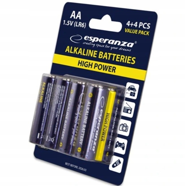 BATERIE ALKALICZNE LR6 AA x8 1.5V 8 szt. BLISTER