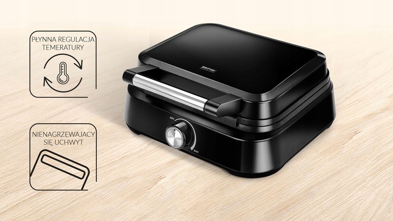 GOFROWNICA MPM DUŻA MOC 1500W MOCNA CZARNA