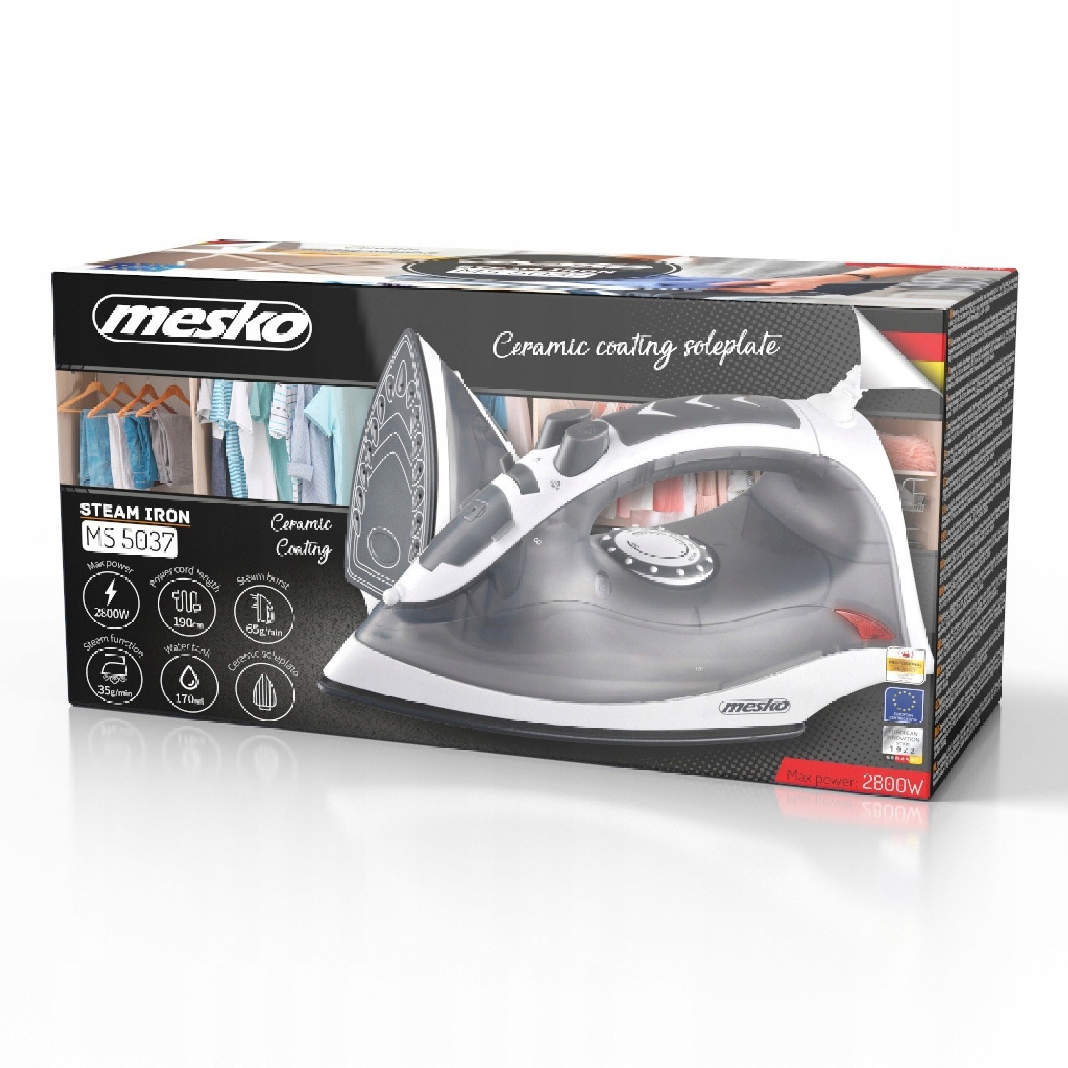 ŻELAZKO PAROWE CERAMICZNE 2800W MESKO MS5037