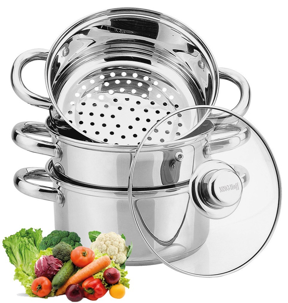 Garnek z pokrywką stalowy do gotowania na parze