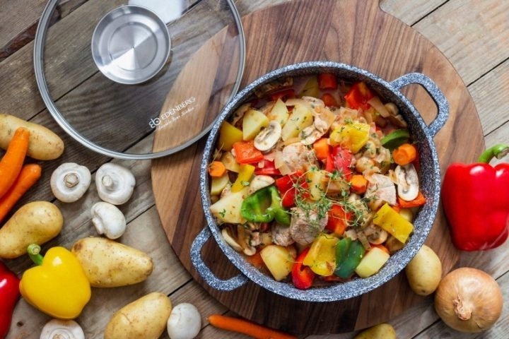 Garnek marmurowy z pokrywką 6,8L indukcja GAZ