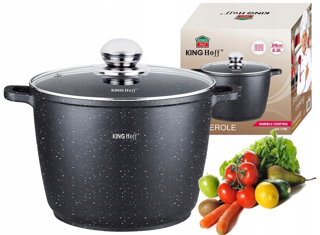 GARNEK GRANITOWY DUŻY POKRYWKA INDUKCJA GAZ