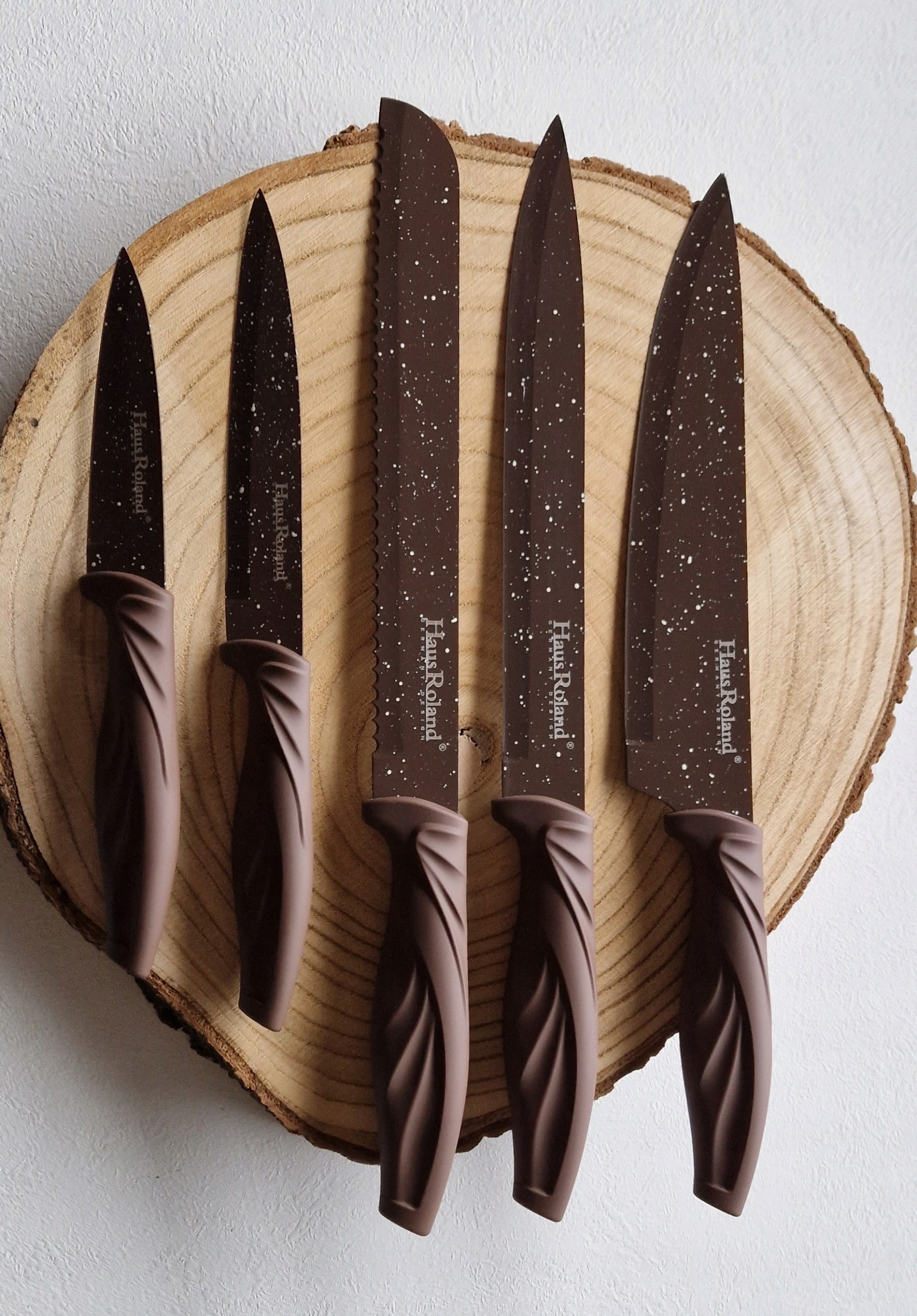 ELEGANCKIE NOŻE W BLOKU ZESTAW NOŻY KUCHENNYCH NOŻE KUCHENNE STOJAK KOLORY