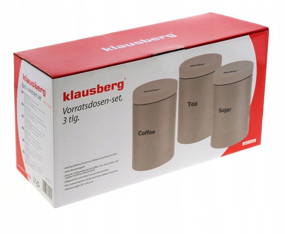 Pojemniki Klausberg na kawę, herbatę, cukier