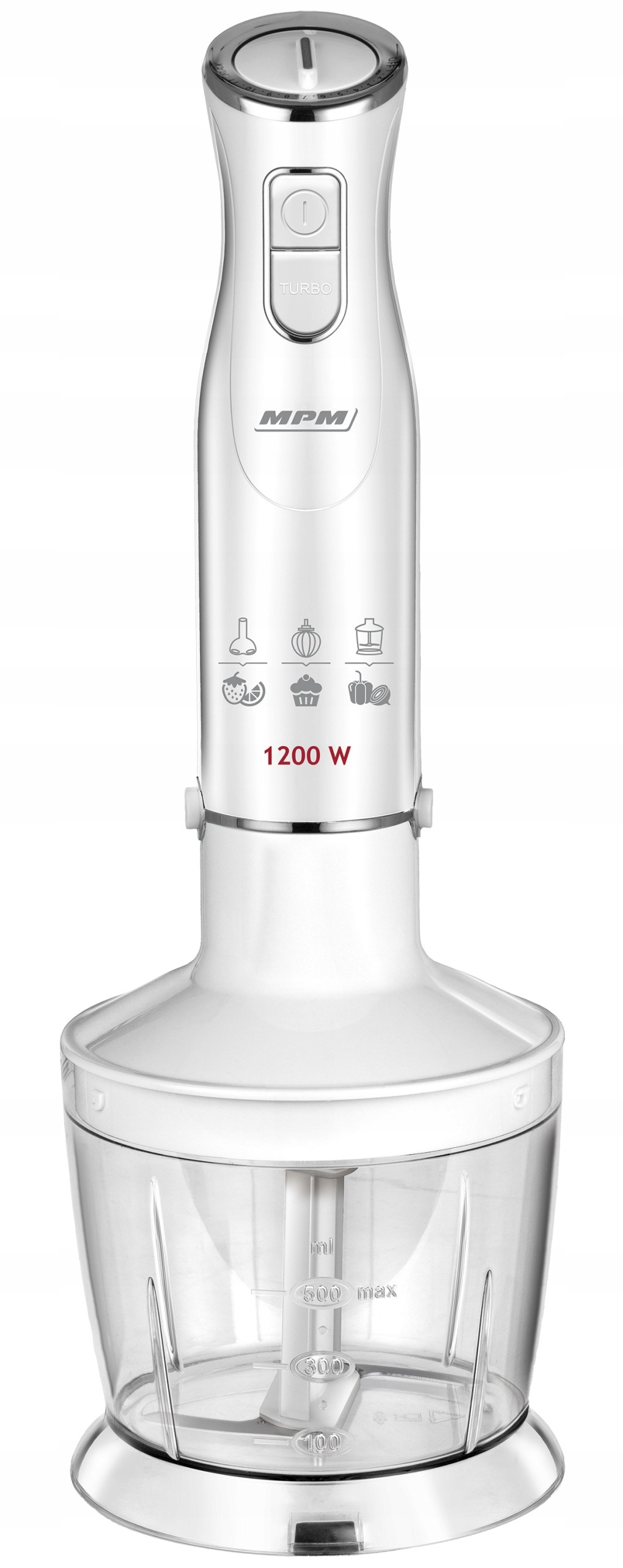 Blender ręczny zestaw przenośny mocny 1200W biały MPM