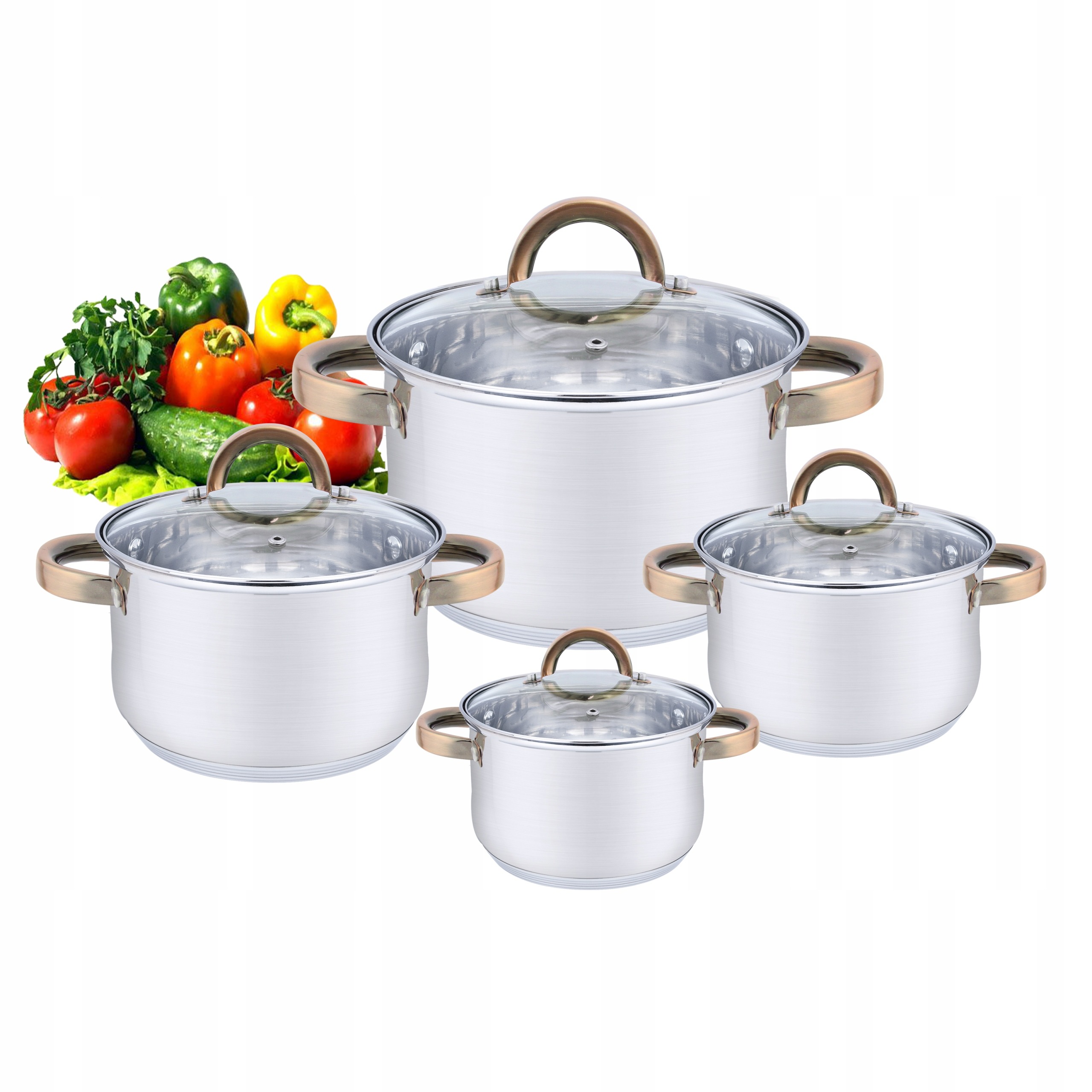 ELEGANCKI ZESTAW GARNKÓW STALOWYCH komplet GARNKI INDUKCJA GAZ