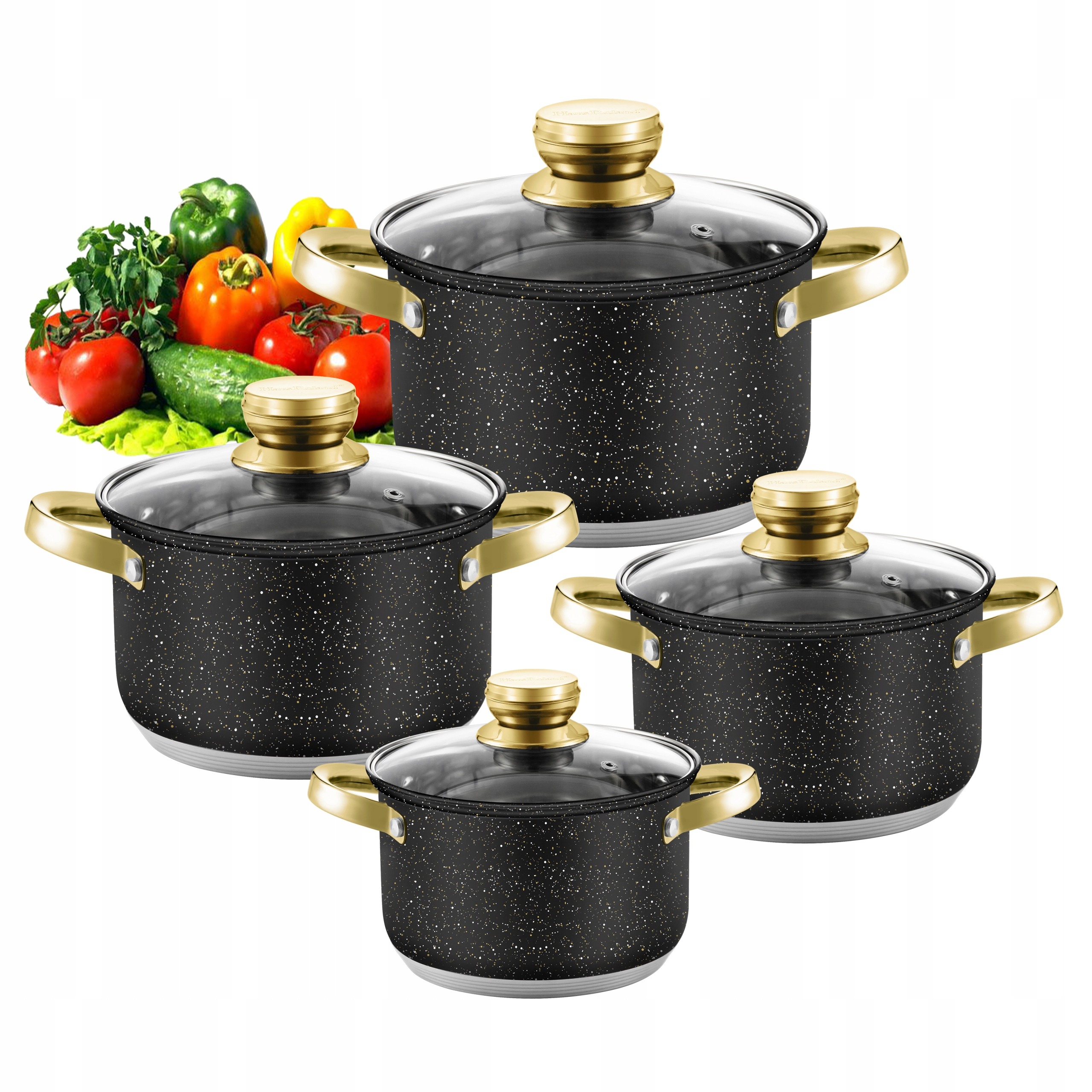 ELEGANCKI ZESTAW GARNKÓW STALOWYCH komplet GARNKI INDUKCJA GAZ