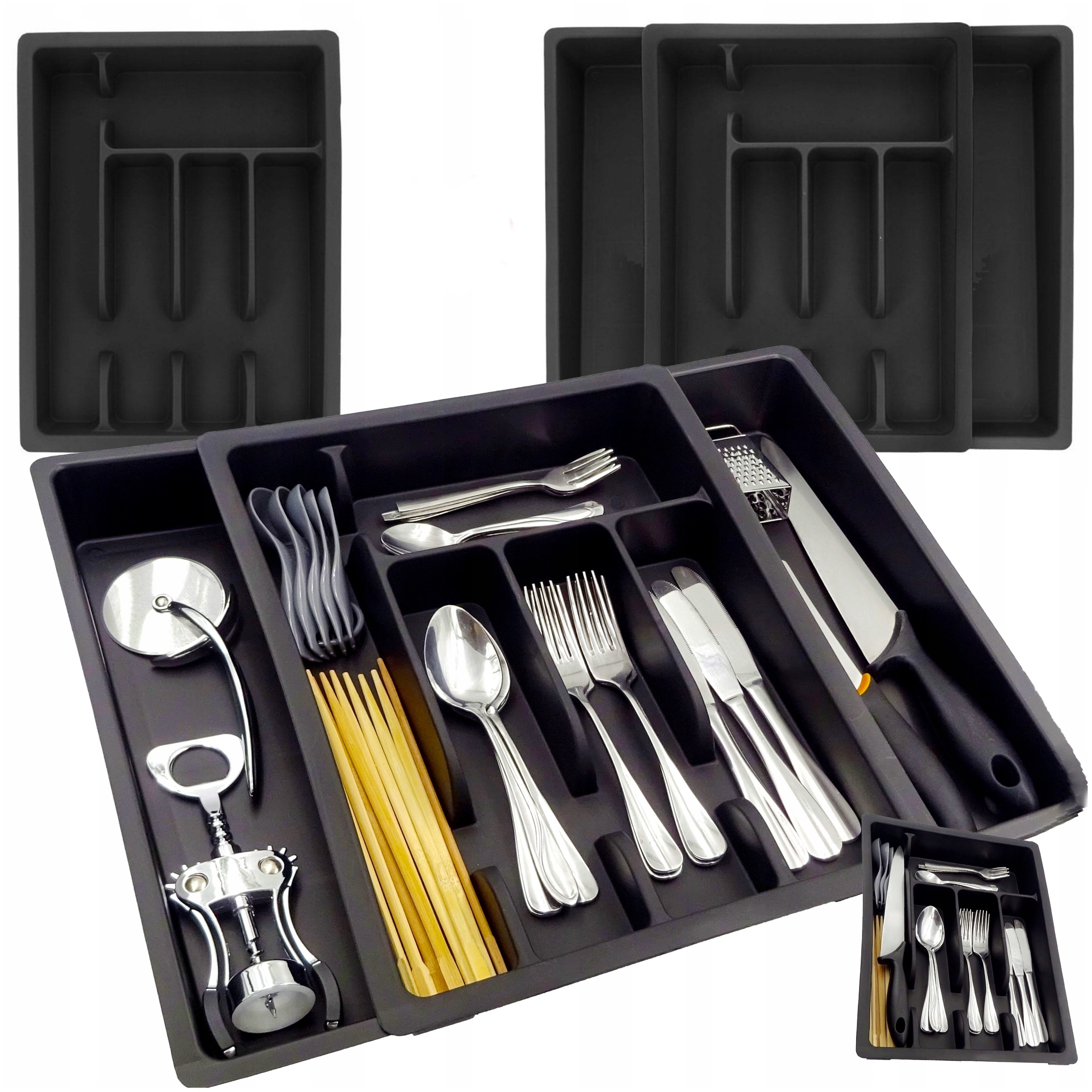 ROZSUWANY WKŁAD DO SZUFLADY ORGANIZER NA SZTUĆCE 46,5 x 38 cm