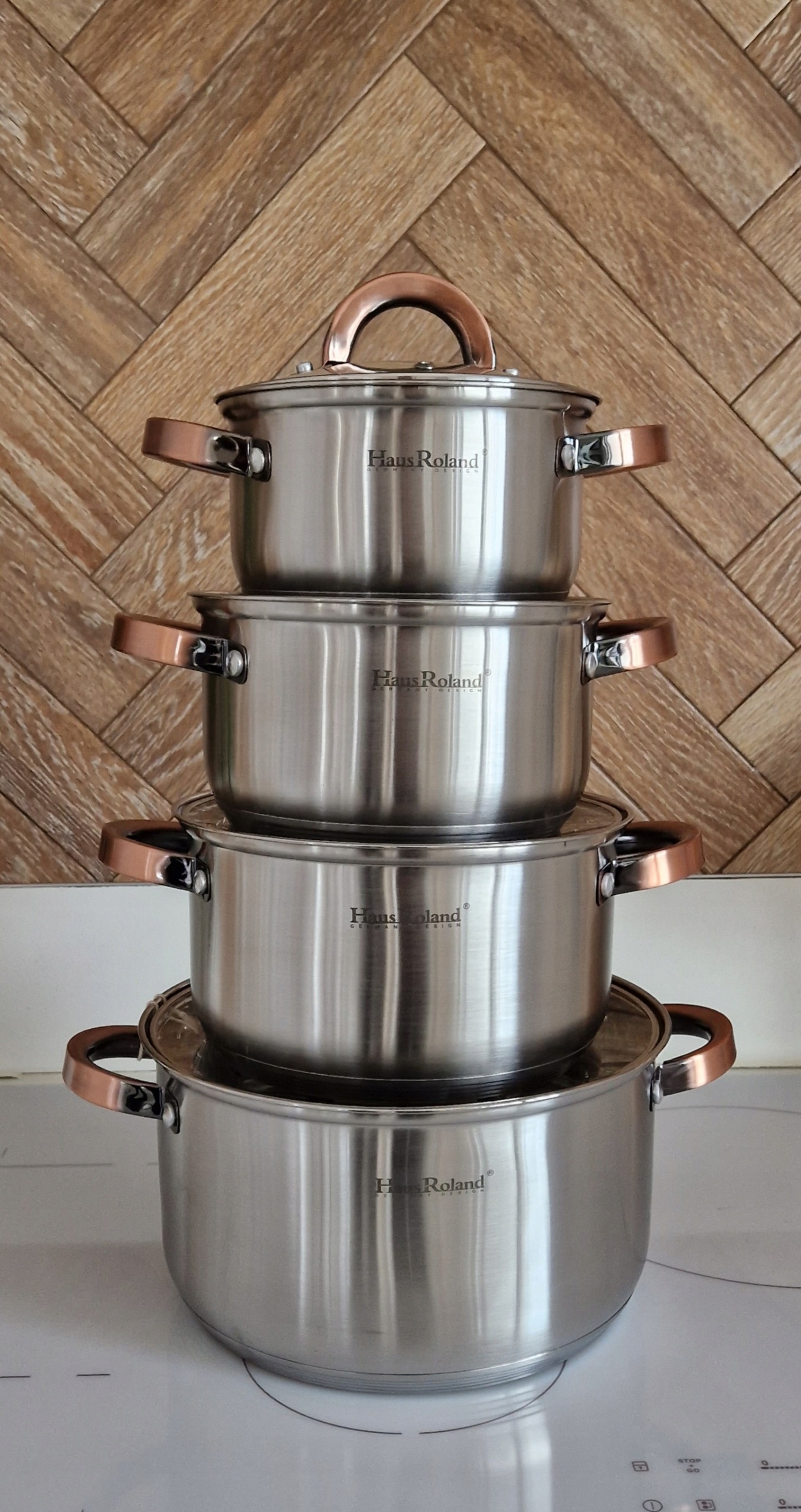 ELEGANCKI ZESTAW GARNKÓW STALOWYCH komplet GARNKI INDUKCJA GAZ