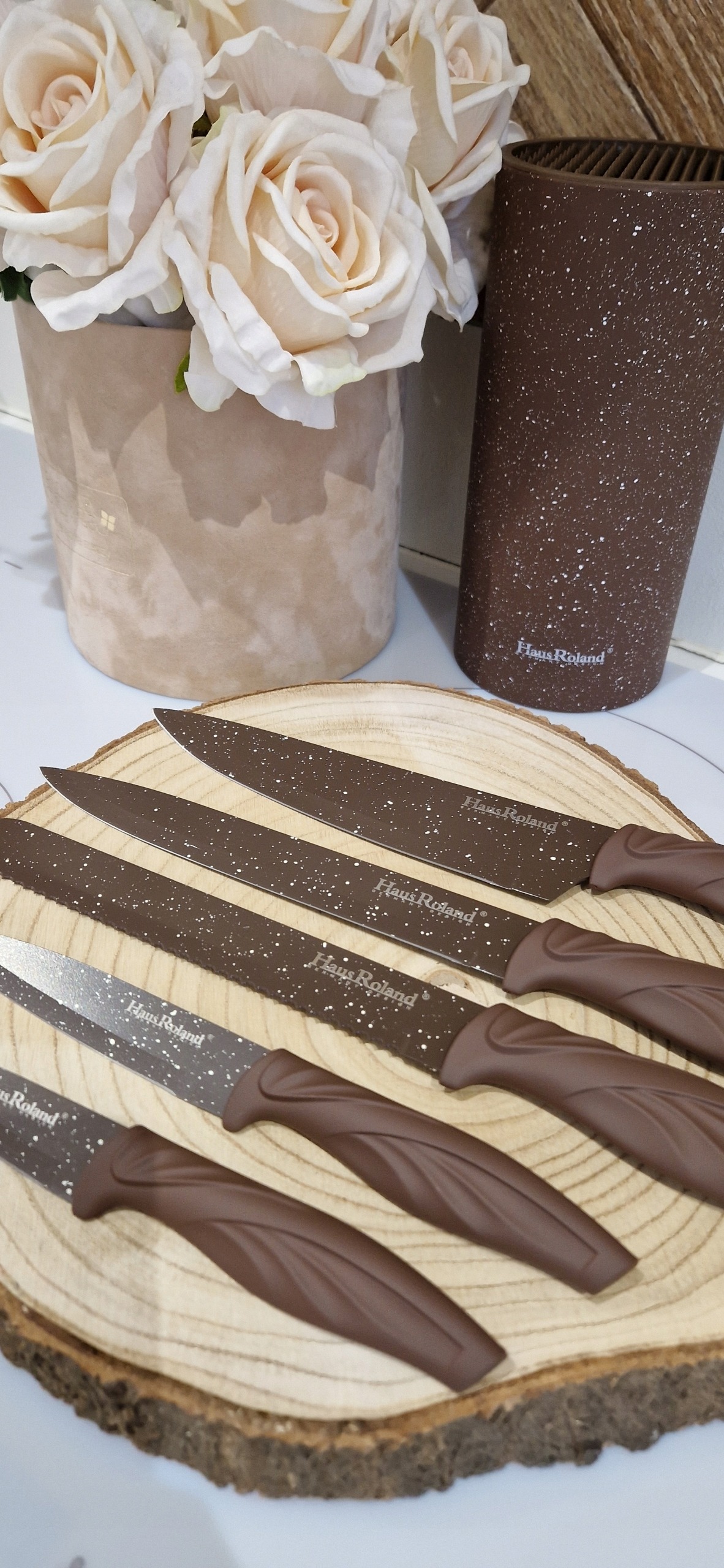 ELEGANCKIE NOŻE W BLOKU ZESTAW NOŻY KUCHENNYCH NOŻE KUCHENNE STOJAK KOLORY