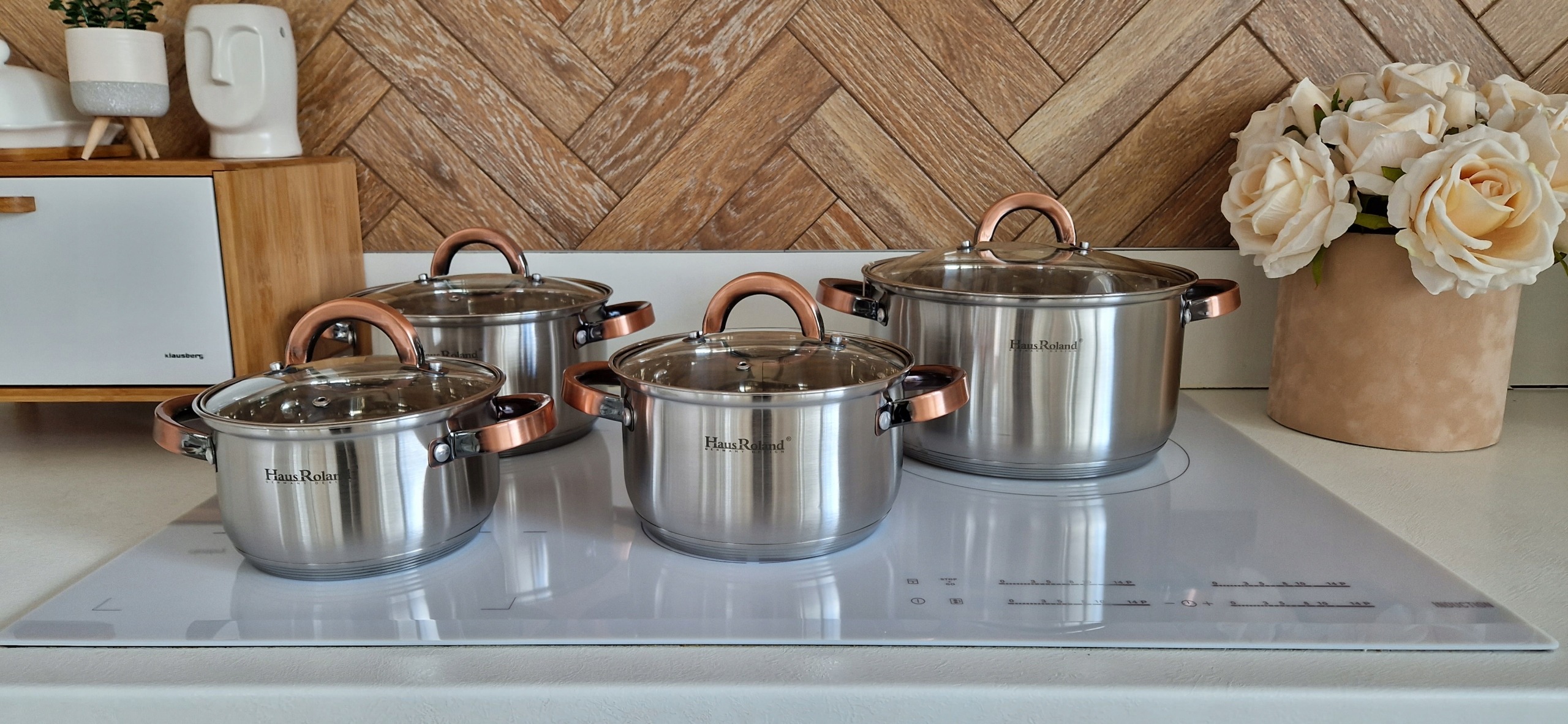 ELEGANCKI ZESTAW GARNKÓW STALOWYCH komplet GARNKI INDUKCJA GAZ