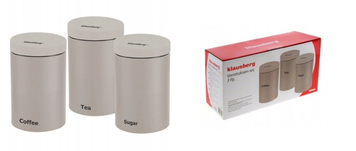 Pojemniki Klausberg na kawę, herbatę, cukier