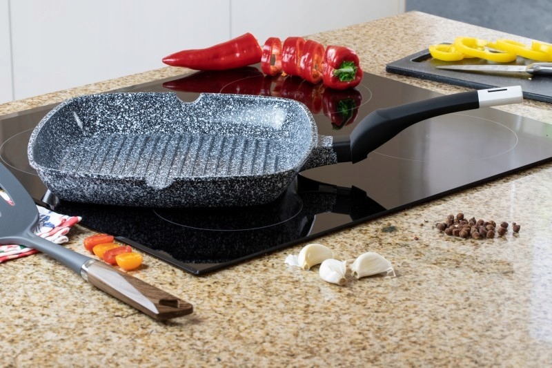 Patelnia grillowa Edenberg 24 cm marmurowa SZARA indukcja GAZ