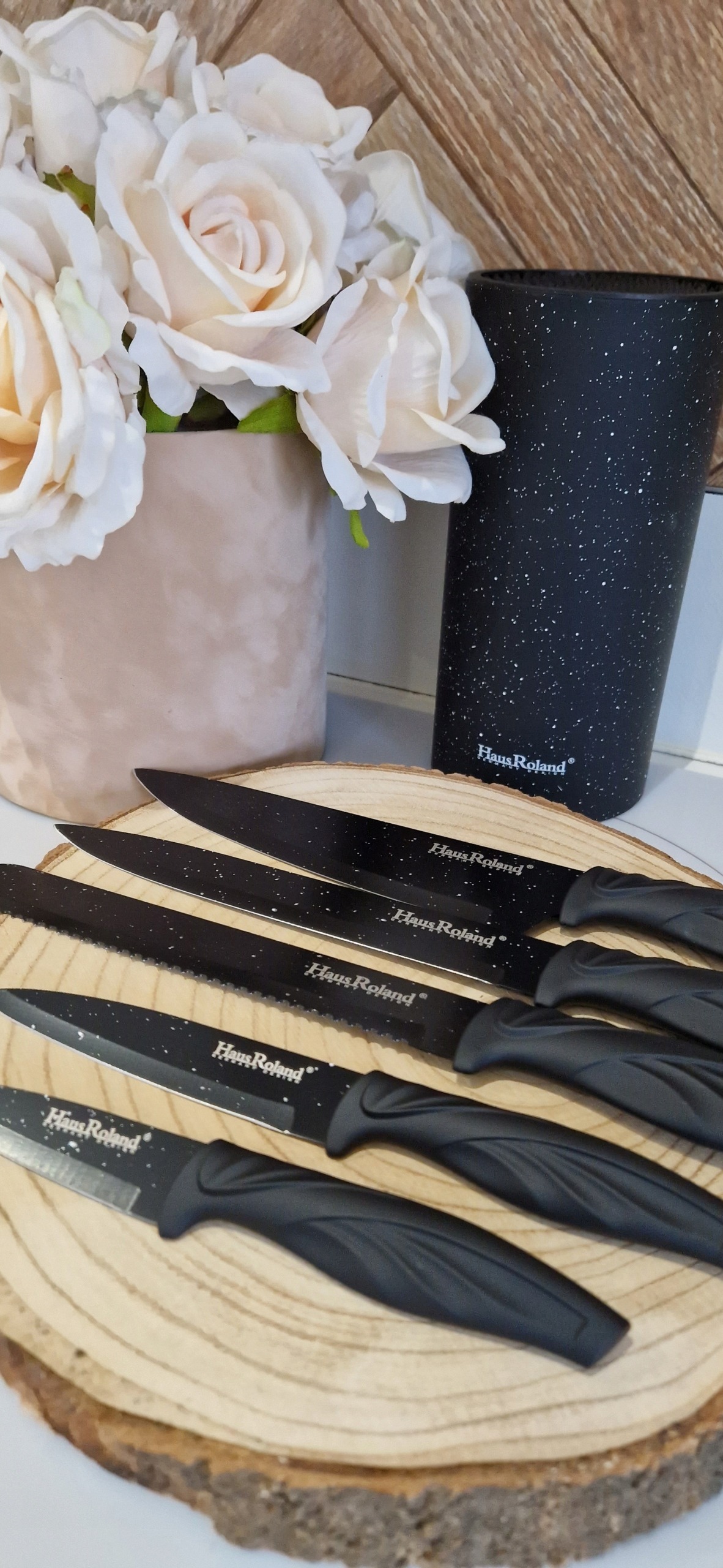 ELEGANCKIE NOŻE W BLOKU ZESTAW NOŻY KUCHENNYCH NOŻE KUCHENNE STOJAK KOLORY