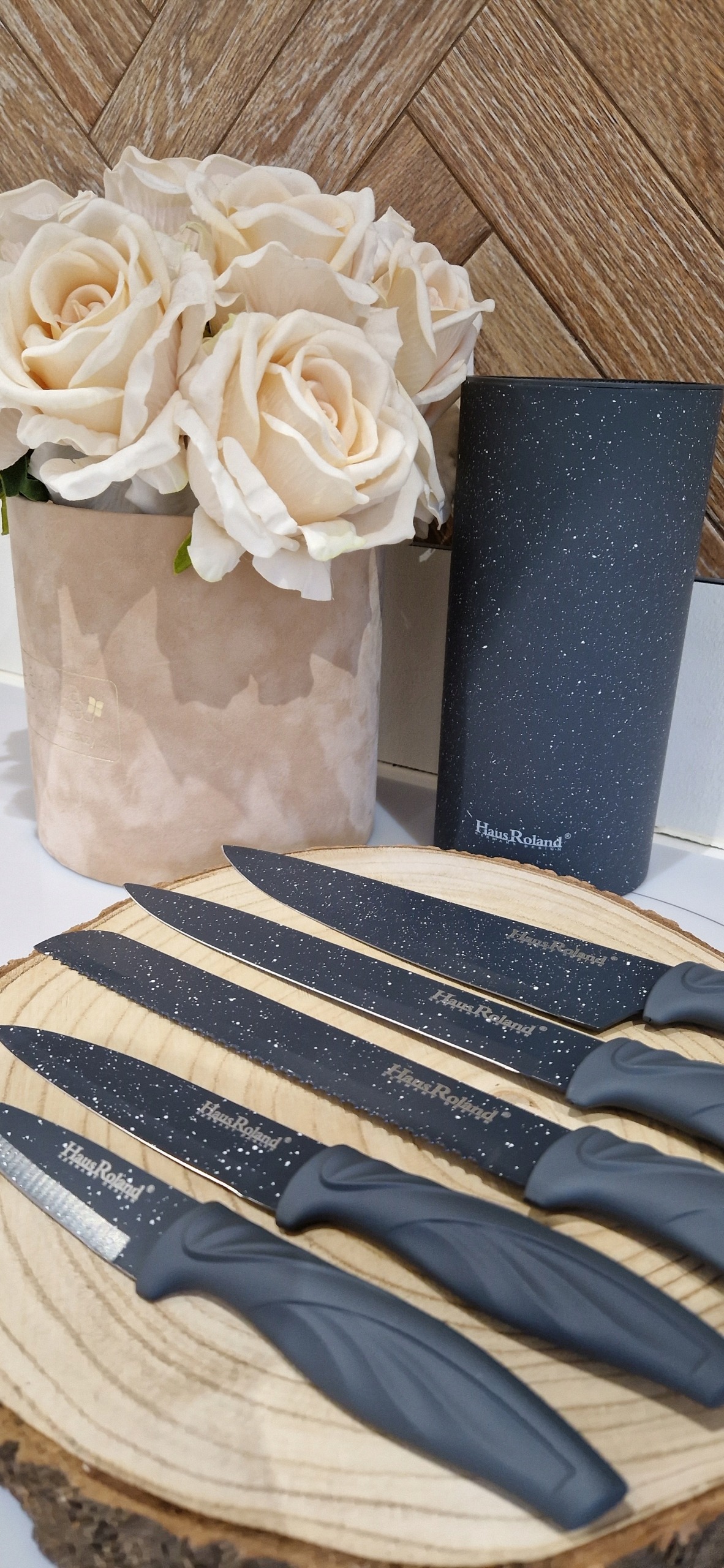ELEGANCKIE NOŻE W BLOKU ZESTAW NOŻY KUCHENNYCH NOŻE KUCHENNE STOJAK KOLORY