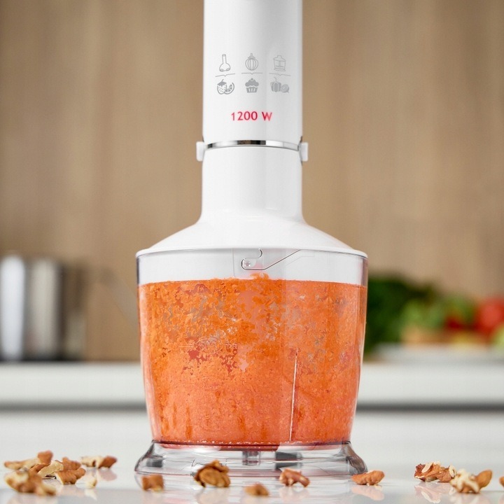 Blender ręczny zestaw przenośny mocny 1200W biały MPM