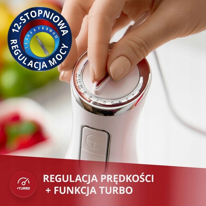 Blender ręczny zestaw przenośny mocny 1200W biały MPM
