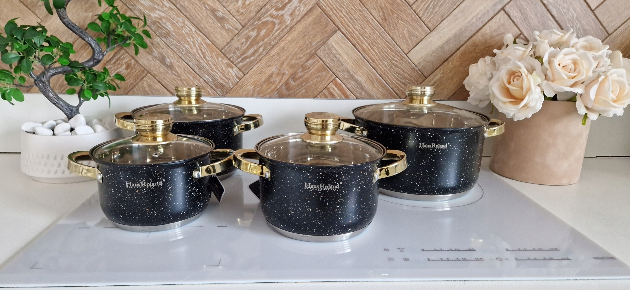 ELEGANCKI ZESTAW GARNKÓW STALOWYCH komplet GARNKI INDUKCJA GAZ