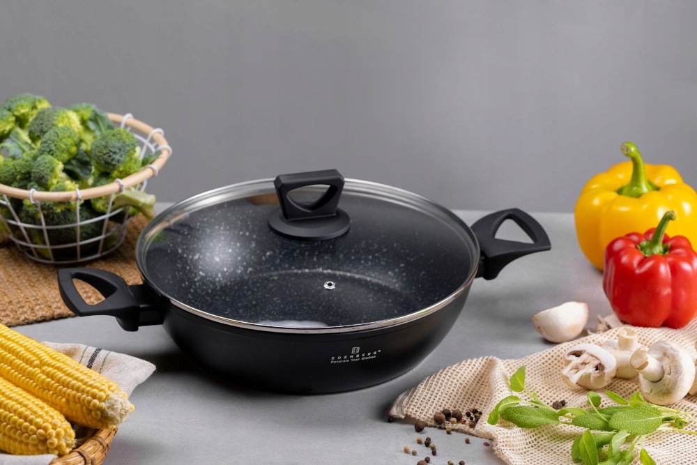 GARNEK MARMURKOWY BRYTFANNA WOK 28cm 3,7l Indukcja Gaz
