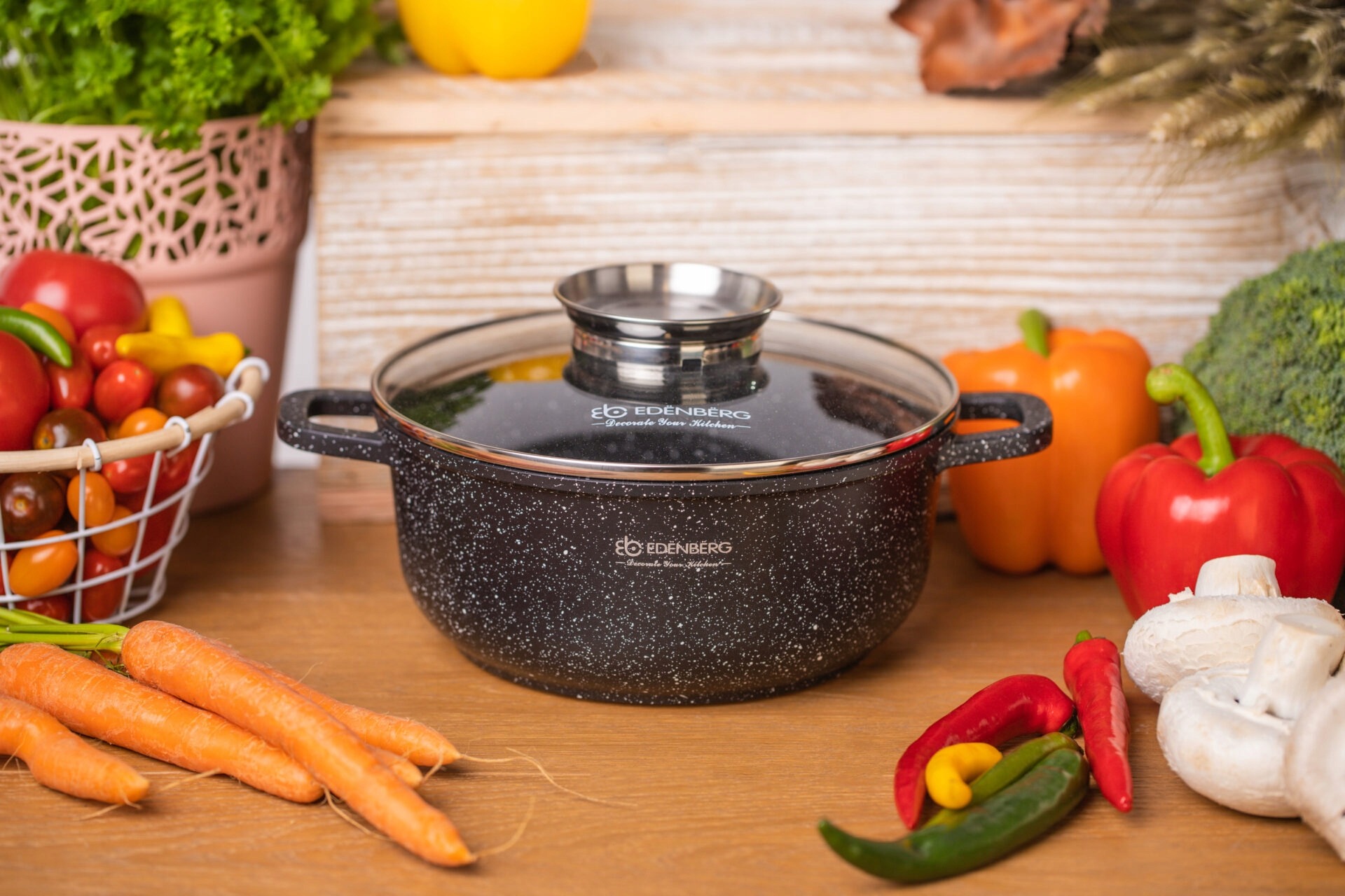 Garnek marmurkowy z pokrywką tradycyjny Edenberg 1,7 l