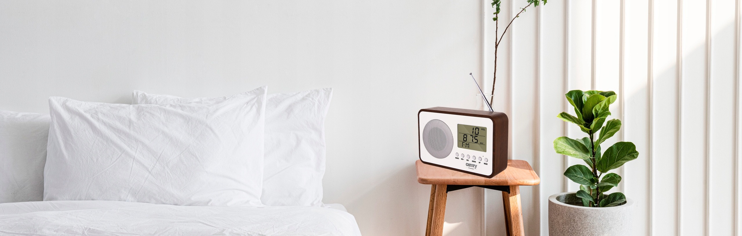 RADIO KUCHENNE Radio Budowlane Przenośne FM na Baterie USB Zegar Budzik LCD