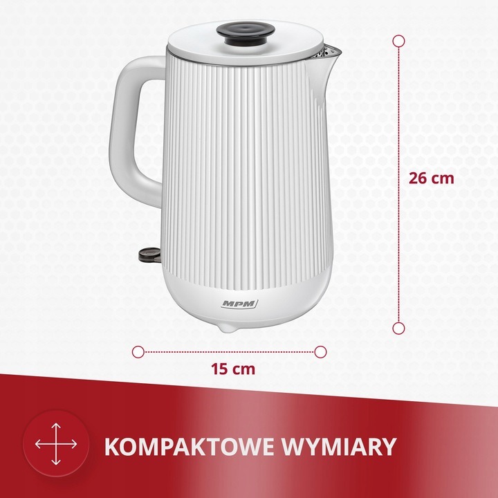 CZAJNIK ELEKTRYCZNY BEZPRZEWODOWY MPM MCZ-115 1800 W 1,5 l biały