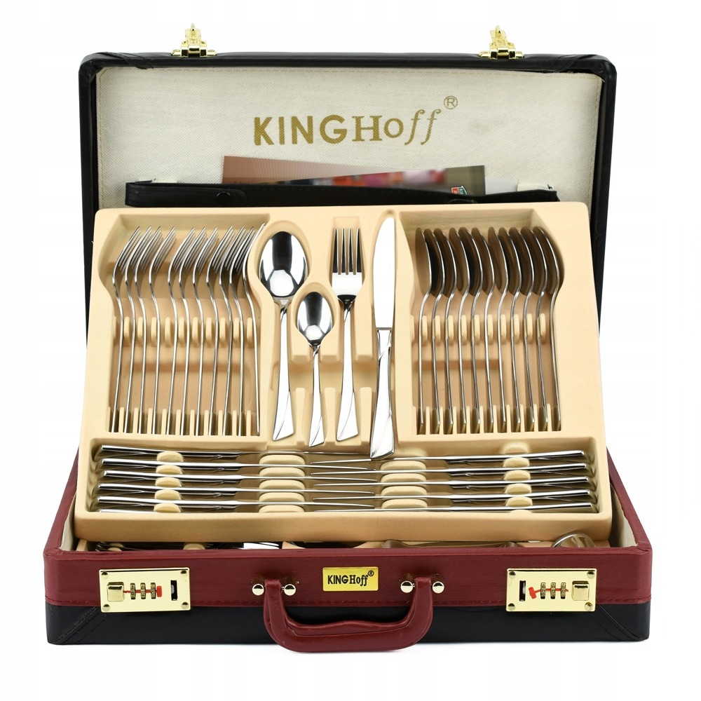 SZTUĆCE KINGHOFF KH3508 POŁYSK 72 ELEM. WALIZKA