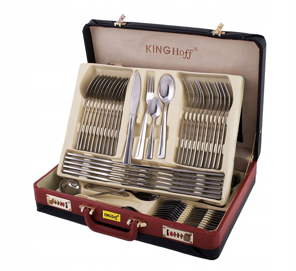 SZTUĆCE KINGHOFF KH3508 POŁYSK 72 ELEM. WALIZKA