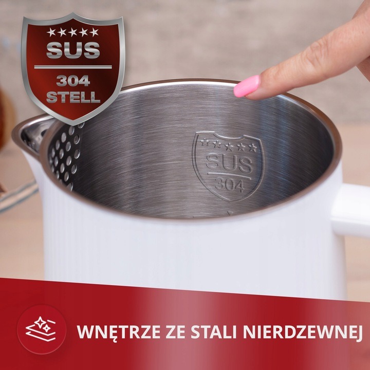 CZAJNIK ELEKTRYCZNY BEZPRZEWODOWY MPM MCZ-115 1800 W 1,5 l biały