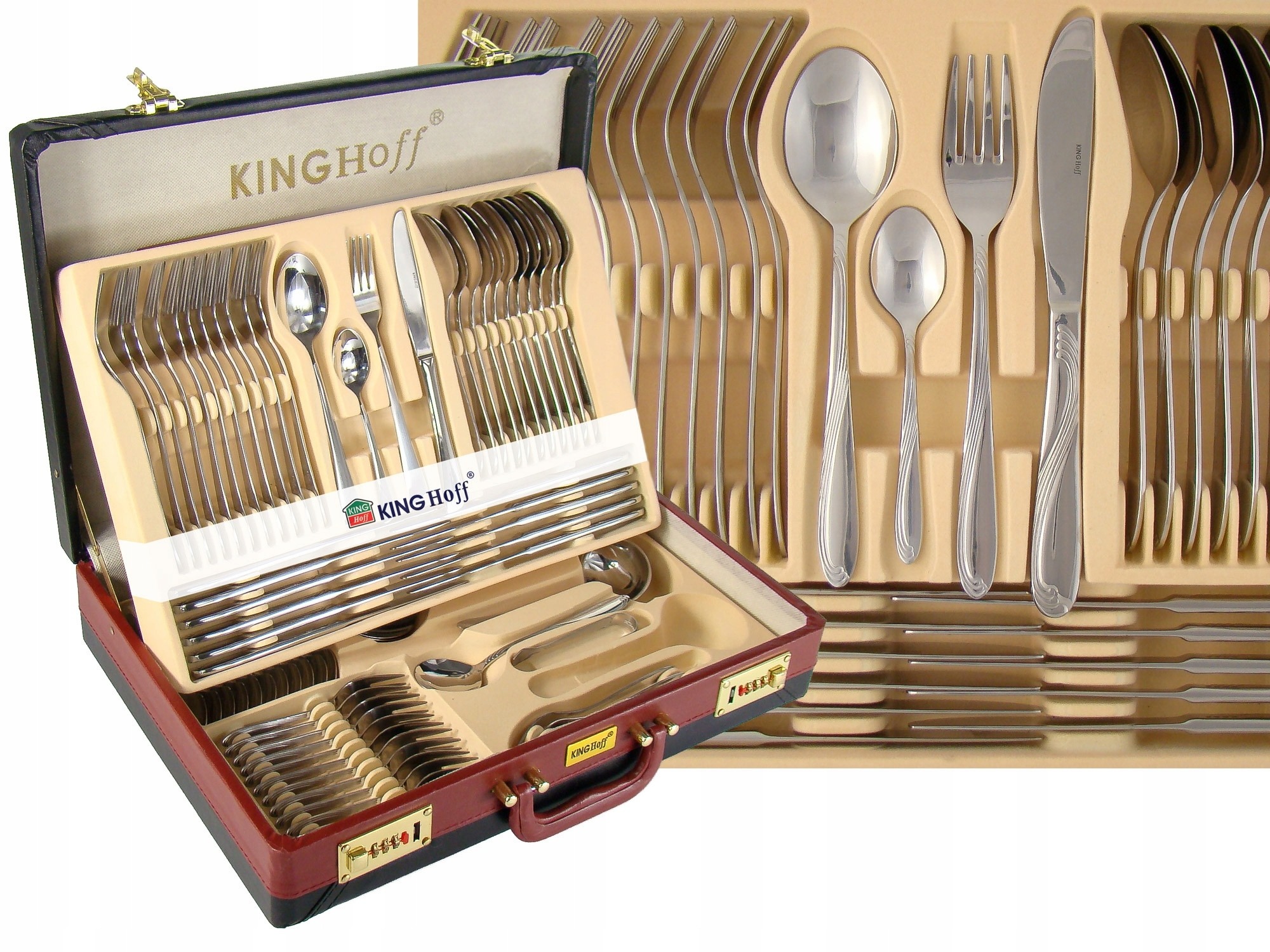 SZTUĆCE KINGHOFF KH3508 POŁYSK 72 ELEM. WALIZKA