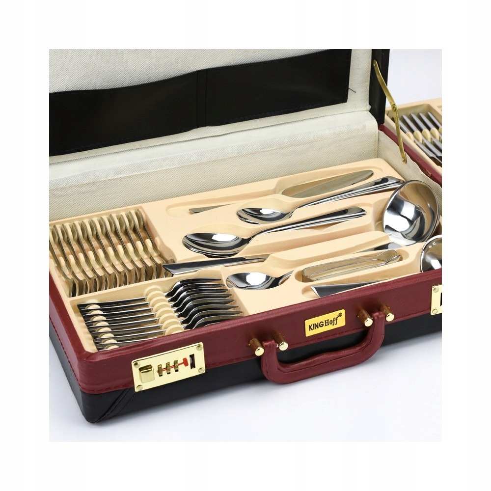 SZTUĆCE KINGHOFF KH3508 POŁYSK 72 ELEM. WALIZKA