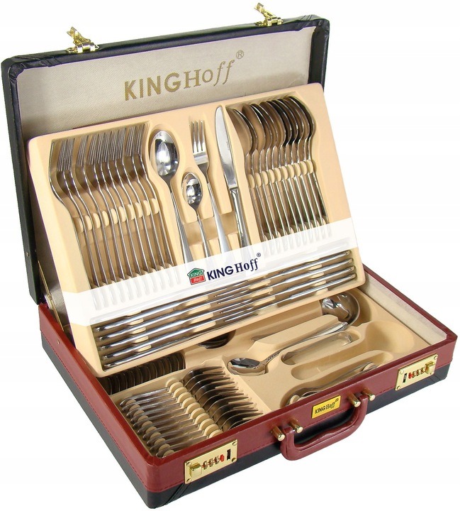 SZTUĆCE KINGHOFF KH3508 POŁYSK 72 ELEM. WALIZKA