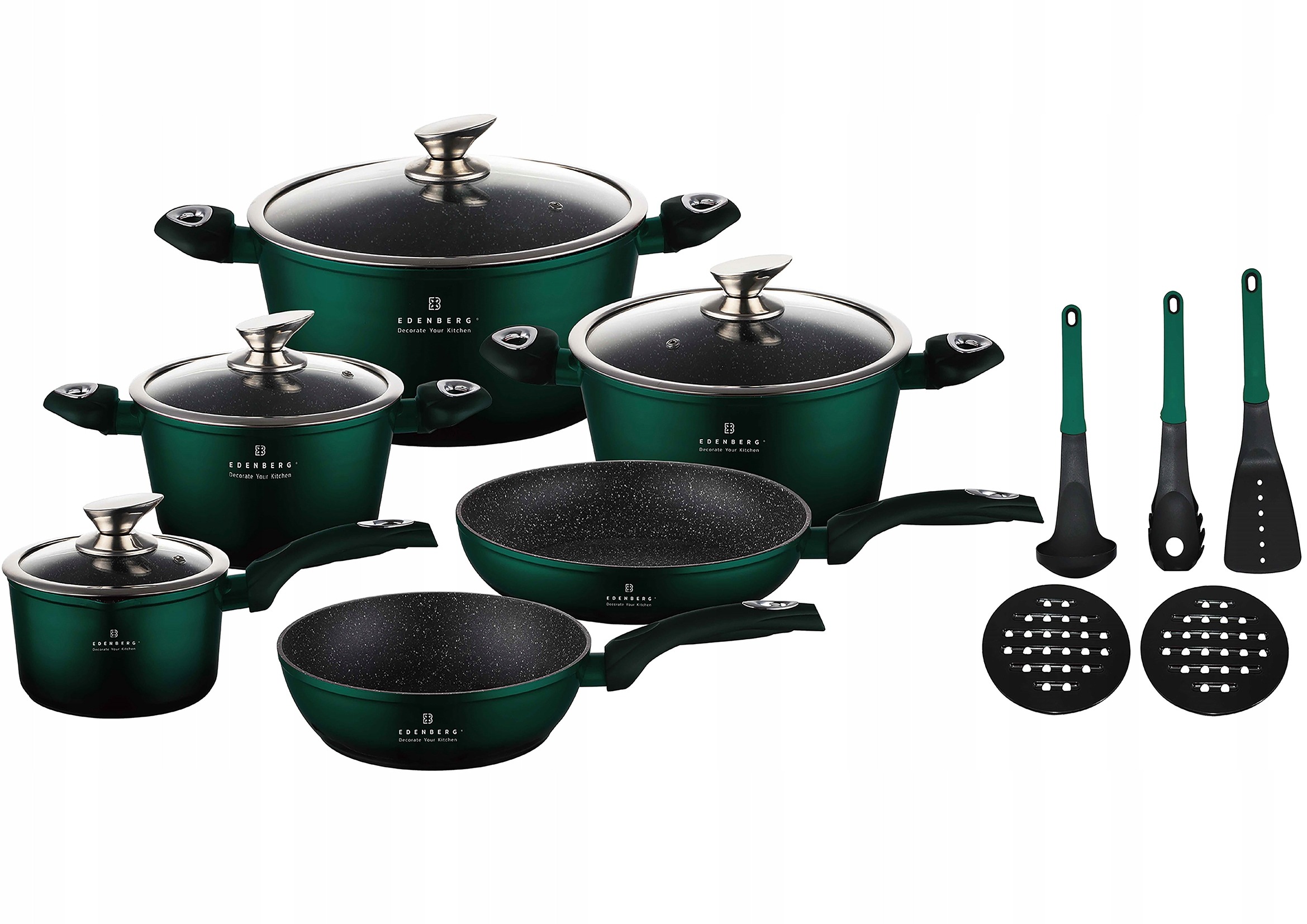 ZESTAW GARNKÓW KOMPLET GARNKÓW GARNKI INDUKCJA ZIELONE