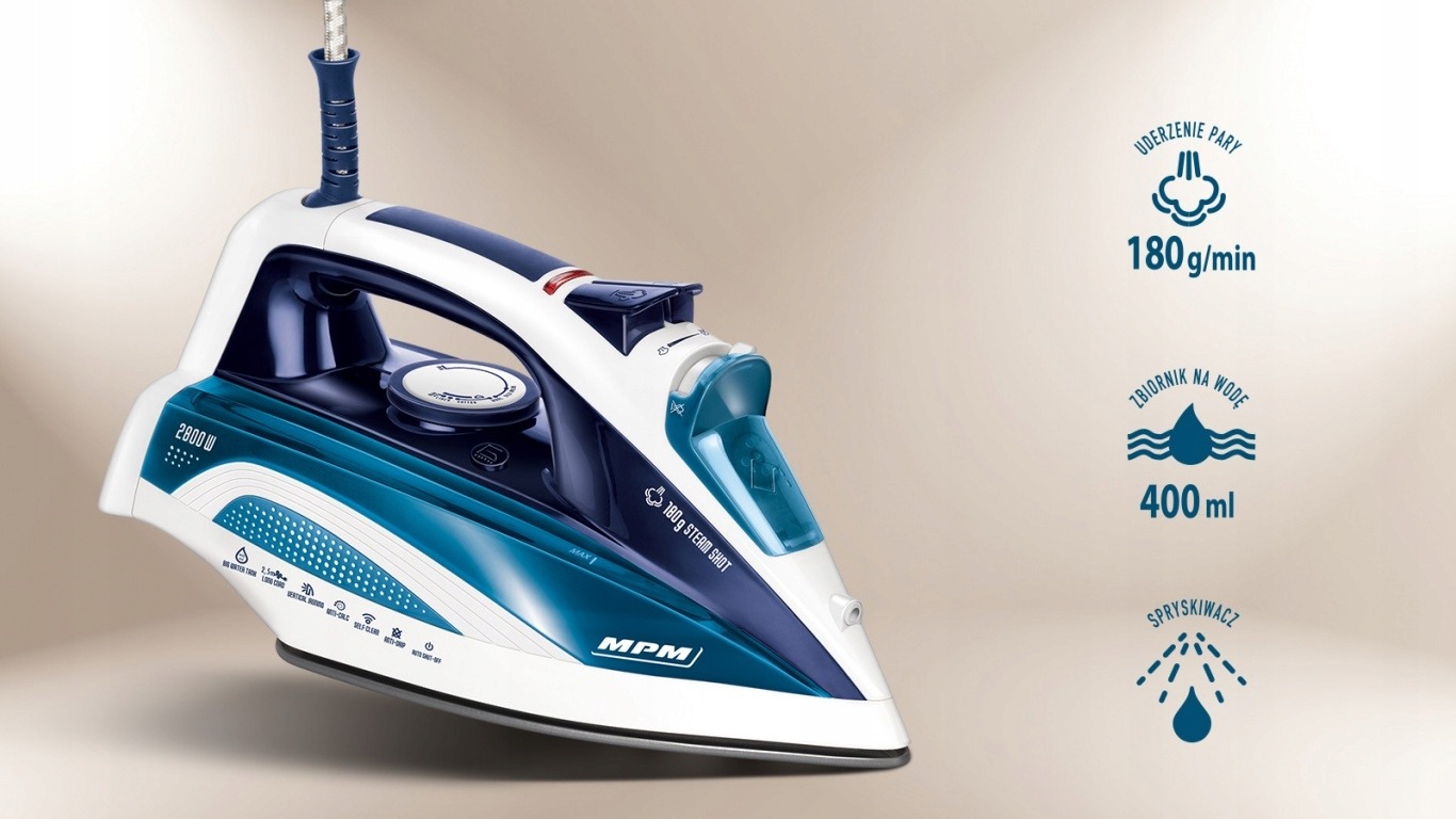 Żelazko parowe ceramiczne 2800W MPM MZE21/NS