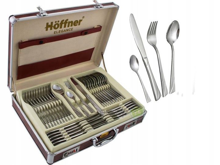 Sztućce w walizce Zestaw Komplet sztućców 72el HOFFNER ELEGANCE 7207 POŁYSK