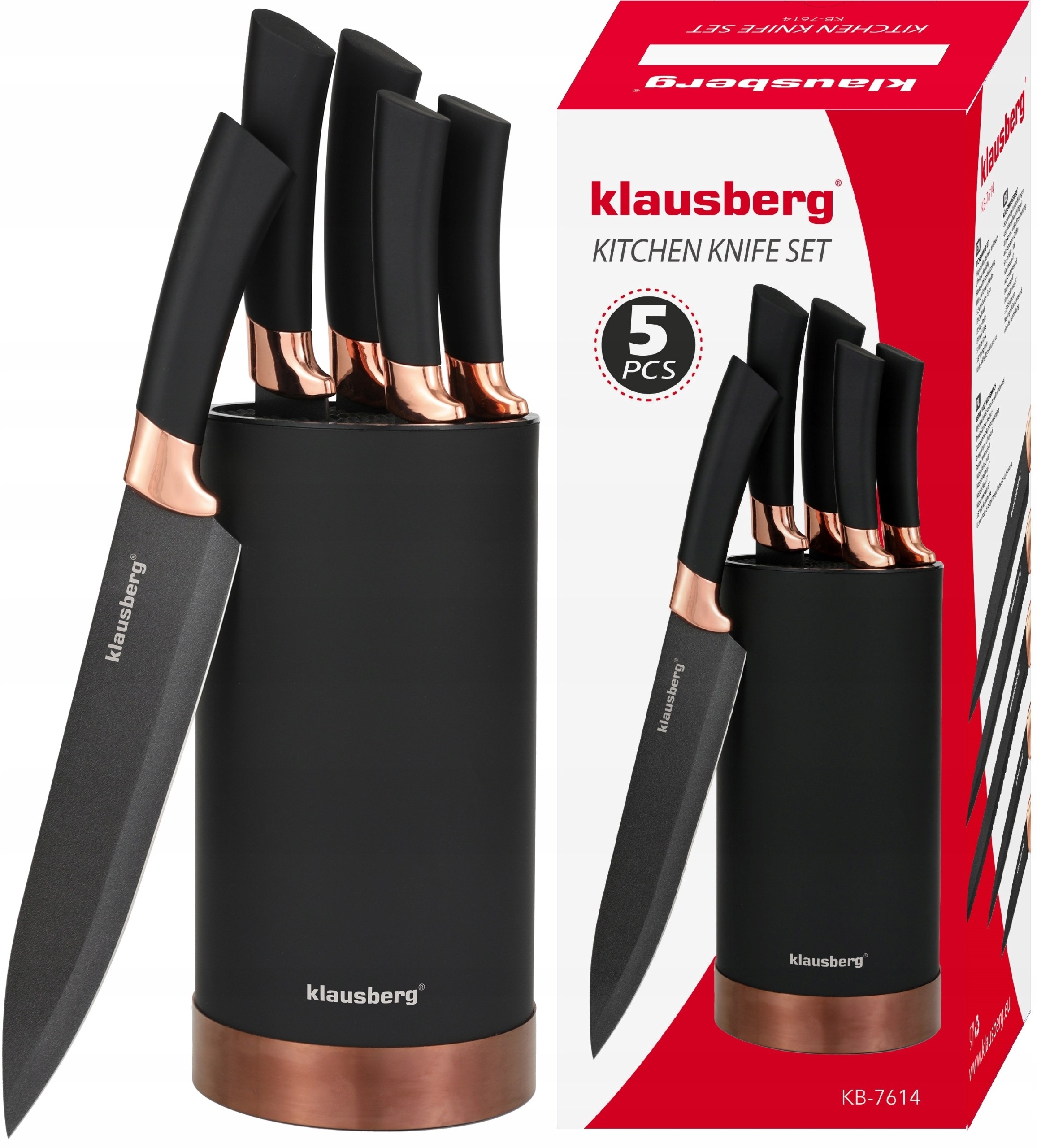 ZESTAW NOŻY KUCHENNYCH NOŻE KUCHENNE STOJAK Blok na Noże 6 el. KLAUSBERG