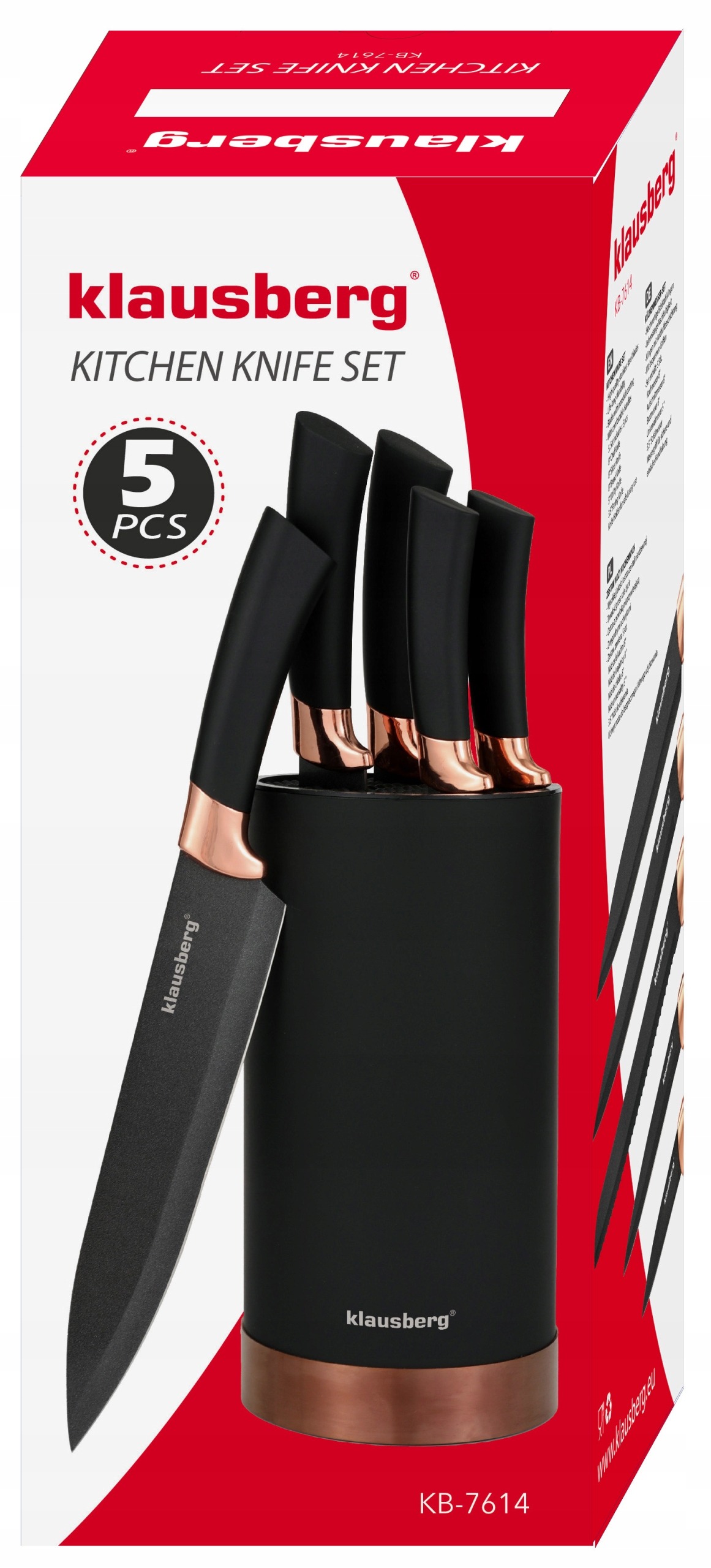 ZESTAW NOŻY KUCHENNYCH NOŻE KUCHENNE STOJAK Blok na Noże 6 el. KLAUSBERG