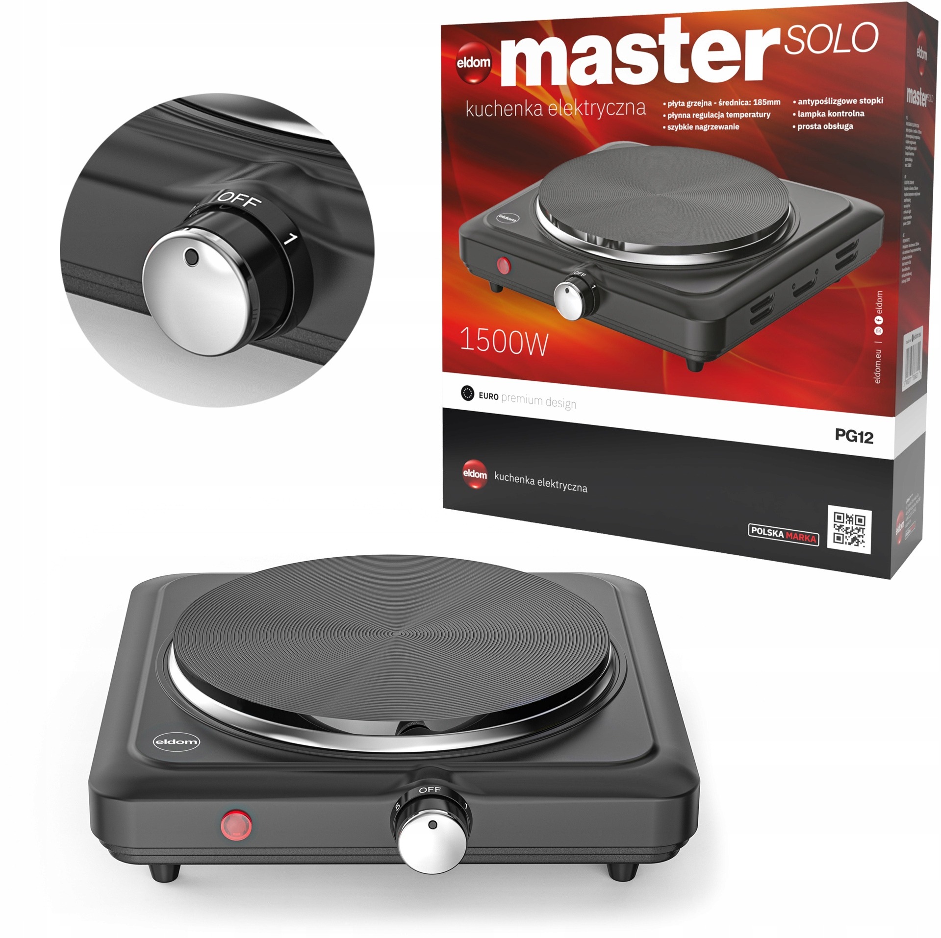 KUCHENKA ELEKTRYCZNA JEDNOPALNIKOWA Płyta grzewcza TURYSTYCZNA 1500W ELDOM