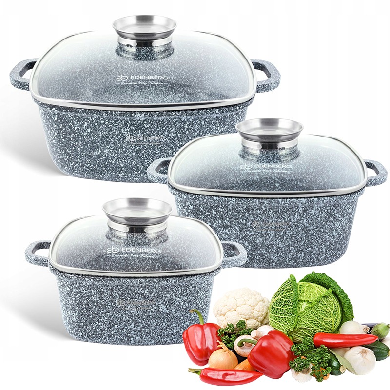 Zestaw garnków GARNKI INDUKCJA GAZ Edenberg EB-8030 aluminiowe 6 el.
