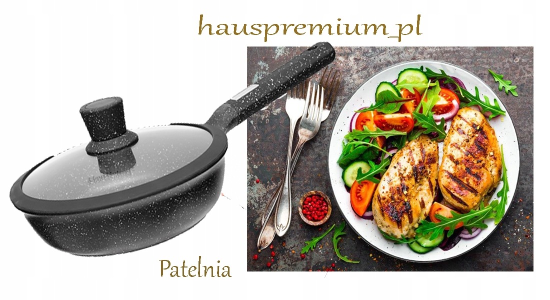 PATELNIA Patelnia solidna tradycyjna z pokrywką 24cm patelniA OKRĄGŁA
