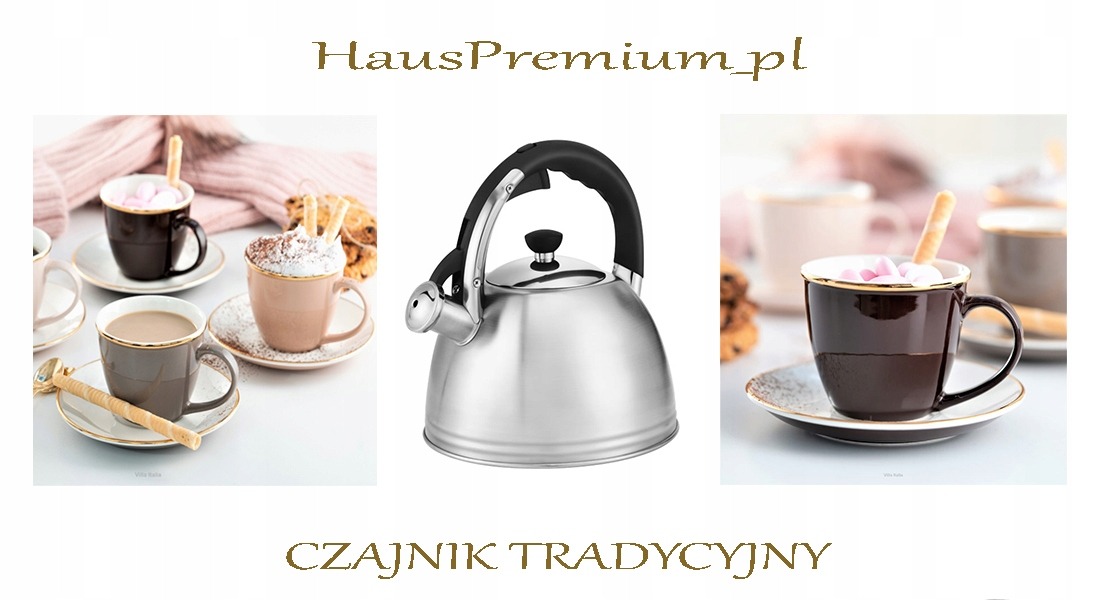 CZAJNIK elegancki tradycyjny stalowy indukcja gaz SATYNA 3L