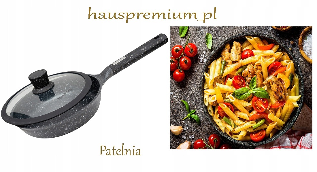 PATELNIA Patelnia solidna tradycyjna z pokrywką 24cm patelniA OKRĄGŁA