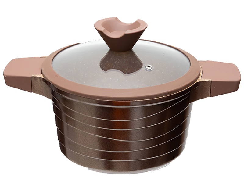 Garnek marmurkowy z pokrywką tradycyjny 24CM GAZ INDUKCJA BRĄZ GARNKI