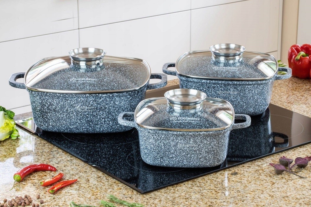 Zestaw garnków GARNKI INDUKCJA GAZ Edenberg EB-8030 aluminiowe 6 el.