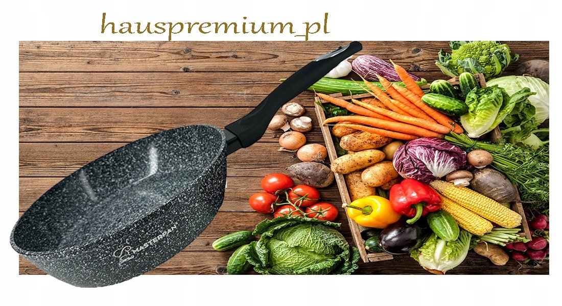 Patelnia tradycyjna ALUMINIOWA MARMUROWA ZAPOBIEGA PRZYWIERANIU 24 cm